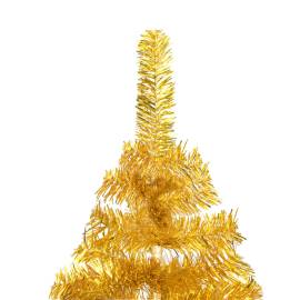 Brad de crăciun artificial cu led/globuri auriu 150 cm pet, 3 image