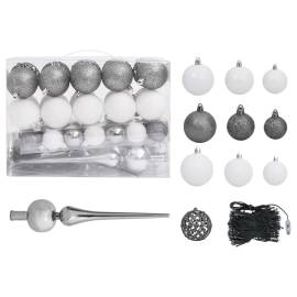 Brad de crăciun artificial cu led&globuri&conuri de pin, 180 cm, 5 image