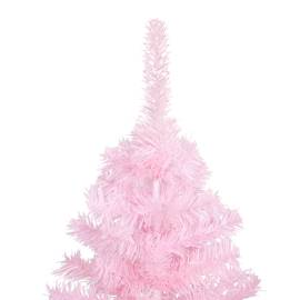 Brad de crăciun artificial cu led-uri&globuri roz 210 cm pvc, 3 image