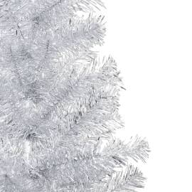 Brad de crăciun artificial led-uri&globuri argintiu 210 cm pet, 2 image