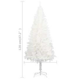 Set brad crăciun artificial cu led-uri/globuri, alb, 120 cm, 10 image