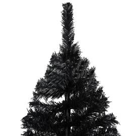 Set brad crăciun artificial cu led-uri&globuri negru 240 cm pvc, 3 image