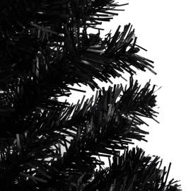 Set brad crăciun artificial cu led-uri&globuri negru 240 cm pvc, 2 image