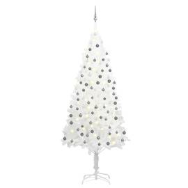 Set brad de crăciun artificial cu led-uri/globuri, alb, 240 cm