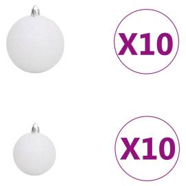 Set brad de crăciun artificial cu led-uri/globuri, alb, 240 cm, 7 image