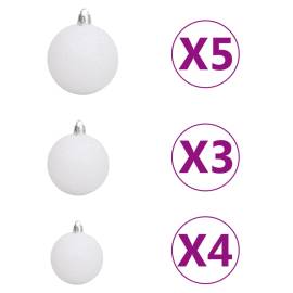 Set brad de crăciun artificial cu led-uri/globuri, alb, 65 cm, 8 image