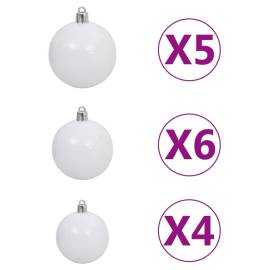 Set brad de crăciun artificial led-uri/globuri alb 180 cm pvc, 7 image