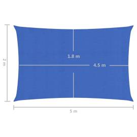 Pânză parasolar, albastru, 2x5 m, hdpe, 160 g/m², 6 image