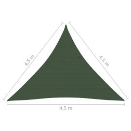 Pânză parasolar, verde închis, 4,5x4,5x4,5 m, hdpe, 160 g/m², 6 image