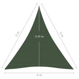 Pânză parasolar, verde închis, 4x5x5 m, hdpe, 160 g/m², 6 image