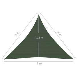 Pânză parasolar, verde închis, 5x5x5 m, 160 g/m², hdpe, 6 image