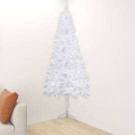 Brad de crăciun artificial de colț cu led, alb, 150 cm, pvc, 2 image
