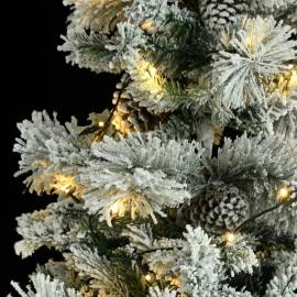 Brad de crăciun cu zăpadă & led-uri & conuri, 150 cm, pvc&pe, 8 image