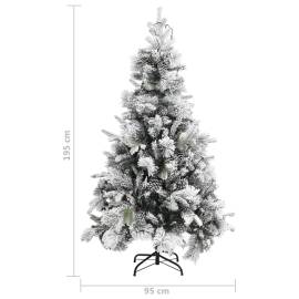Brad de crăciun cu zăpadă & led-uri & conuri, 195 cm, pvc&pe, 9 image