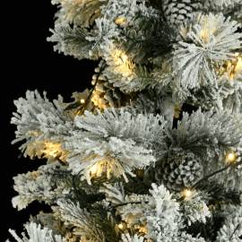 Brad de crăciun cu zăpadă & led-uri & conuri, 225 cm, pvc&pe, 8 image