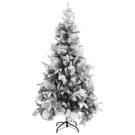 Brad de crăciun cu zăpadă & led-uri & conuri, 225 cm, pvc&pe, 4 image