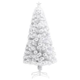 Brad crăciun artificial cu led, alb, 120 cm, fibră optică, 3 image