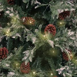 Brad de crăciun cu led-uri&conuri de pin verde&alb 150cm pvc&pe, 4 image