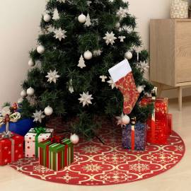Covor fustă de brad crăciun cu șosetă, roșu, 122 cm, țesătură