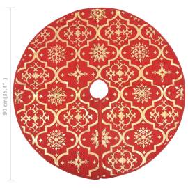 Covor fustă de brad crăciun cu șosetă, roșu, 90 cm, țesătură, 8 image