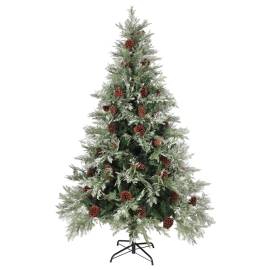 Brad de crăciun cu conuri de pin, verde/alb, 120 cm, pvc&pe, 2 image