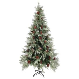 Brad de crăciun cu conuri de pin, verde/alb, 225 cm, pvc&pe, 2 image