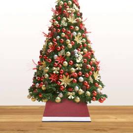Fustă brad de crăciun, roșu și alb, 48x48x25 cm, 3 image