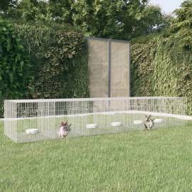 Cușcă pentru iepuri, 6 panouri, 327x79x54 cm, fier galvanizat