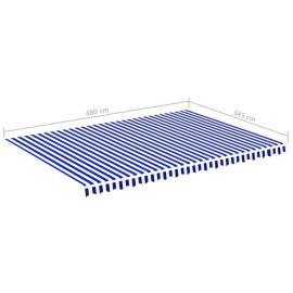 Pânză de rezervă copertină, albastru și alb, 5x3,5 m, 6 image