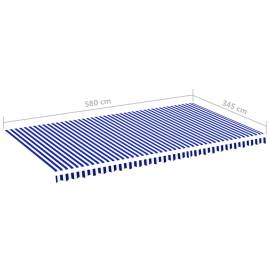 Pânză de rezervă copertină, albastru și alb, 6x3,5 m, 6 image