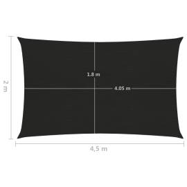 Pânză parasolar, negru, 2x4,5 m, hdpe, 160 g/m², 6 image