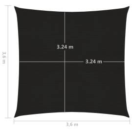 Pânză parasolar, negru, 3,6 x 3,6 m, hdpe, 160 g/m², 6 image
