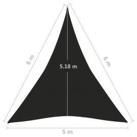 Pânză parasolar, negru, 5x6x6 m, hdpe, 160 g/m², 6 image
