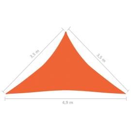 Pânză parasolar, portocaliu, 3,5x3,5x4,9 m, hdpe, 160 g/m², 6 image