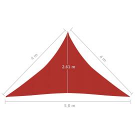 Pânză parasolar, roșu, 4x4x5,8 m, hdpe, 160 g/m², 6 image