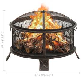 Vatră de foc rustică, cu vătrai, 67,5 cm, oțel, xxl, 8 image