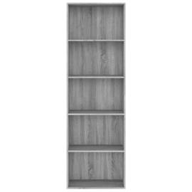 Bibliotecă 5 niveluri gri sonoma 60x30x189 cm lemn compozit, 4 image