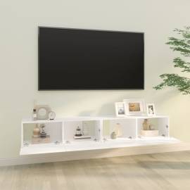 Dulapuri tv de perete 2 buc. alb 100x30x30 cm lemn compozit, 3 image