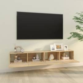 Dulapuri tv de perete 2 buc. stejar 100x30x30 cm lemn compozit, 3 image