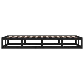 Cadru de pat mic single 2ft6, negru, 75x190 cm, lemn masiv, 6 image