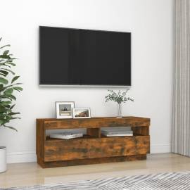 Comodă tv cu lumini led, stejar fumuriu, 100x35x40 cm, 6 image