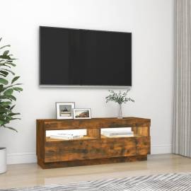 Comodă tv cu lumini led, stejar fumuriu, 100x35x40 cm, 5 image