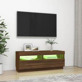 Comodă tv cu lumini led, stejar maro, 100x35x40 cm, 4 image