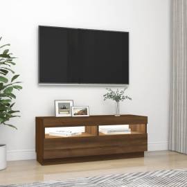 Comodă tv cu lumini led, stejar maro, 100x35x40 cm, 5 image