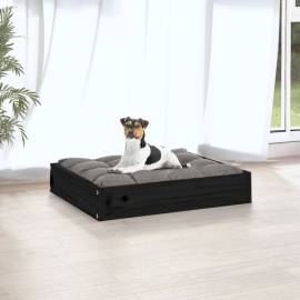 Pat pentru câini, negru, 51,5x44x9 cm, lemn masiv de pin, 5 image