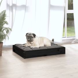 Pat pentru câini, negru, 61,5x49x9 cm, lemn masiv de pin, 5 image