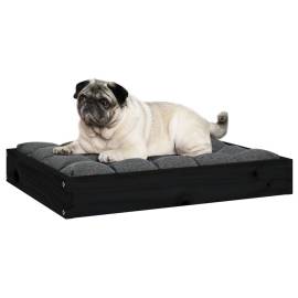Pat pentru câini, negru, 61,5x49x9 cm, lemn masiv de pin, 6 image