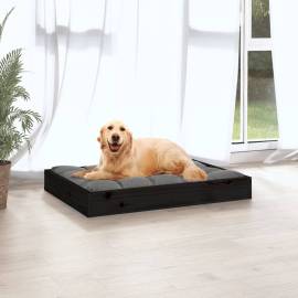 Pat pentru câini, negru, 71,5x54x9 cm, lemn masiv de pin, 5 image