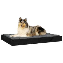 Pat pentru câini, negru, 91,5x64x9 cm, lemn masiv de pin, 6 image