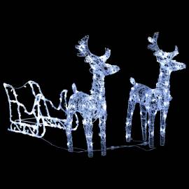 Decorațiune de crăciun cu reni și sanie 160 led-uri 130cm acril, 3 image